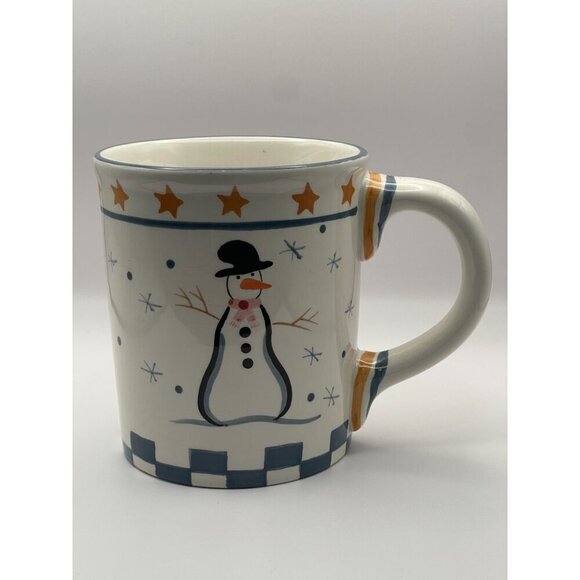 Handpainted vintage oversized Snowman Ceramic Christmas mug 2000 FDL Fragrances - Picture 1 of 7
